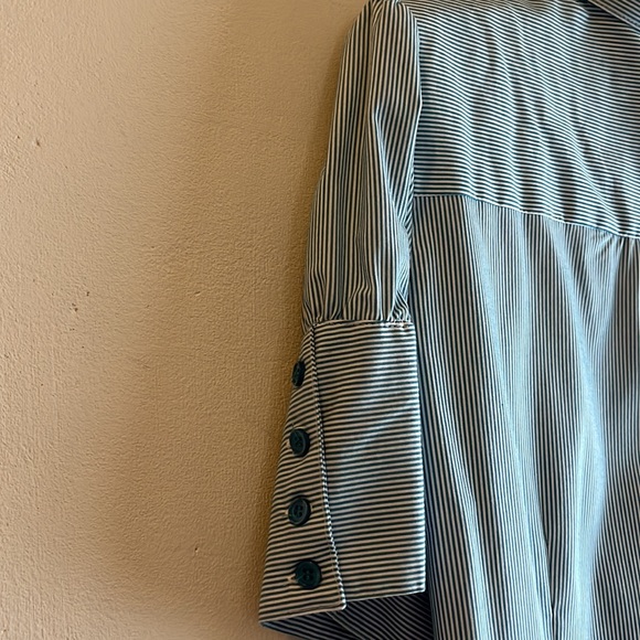 Apt. 9 Blue and white striped blouse with puff sleeves and wide cuffs Lg - Picture 3 of 4
